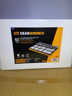 GEARWRENCH 60 pc SAE STANDARD & DEEP SOCKET SET IN FOAM STORAGE TRAY