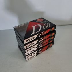 Vintage TDK Lot Of 6 Cassette Tapes D60 High Output Type I New Sealed