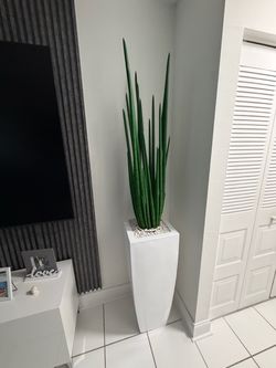 Artificial Decorative Plant with Large White Planter