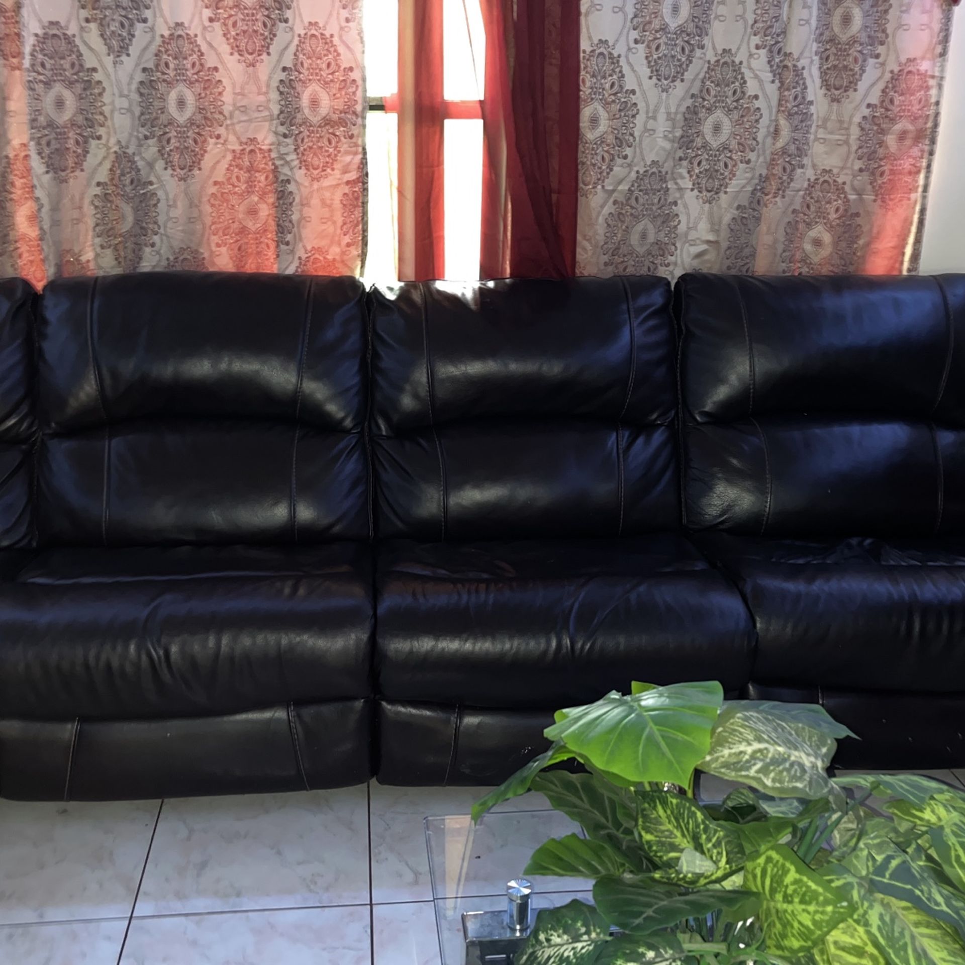 Dark Brown Leather Couch 