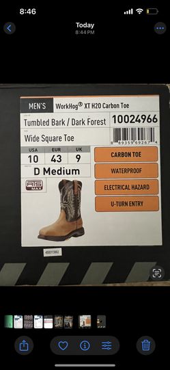 Ariat WorkHog XT H2O Carbon Toe Work Boots – Size 10 (Like New)