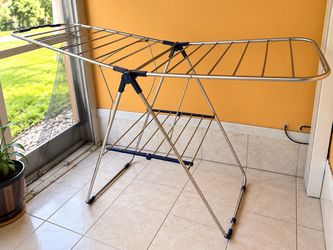 Large Foldable Clothes Drying Rack – Stainless Steel Look – $30