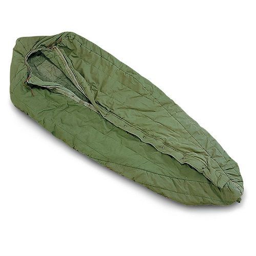 Military intermediate cold weather patrol sleeping bag with storage bag