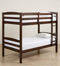 Like-New Dark Wood Twin-over-Twin Bunk Bed Frame