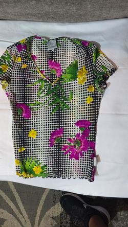 Versace Jeans Couture Floral Polka Dot Top Size S