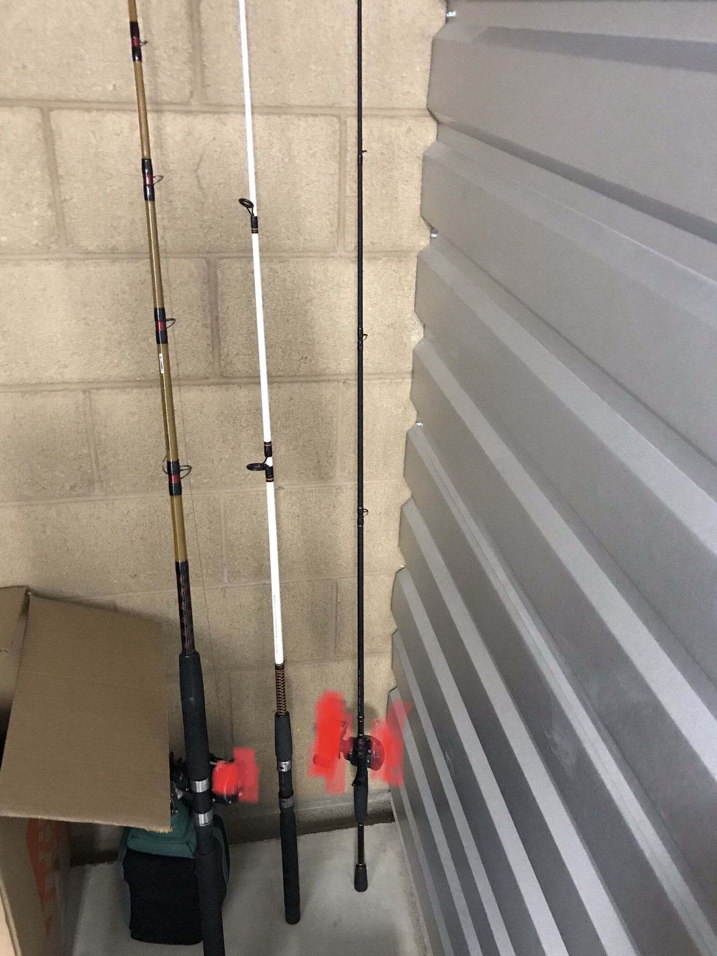two Ugly stick fishing rods| One Abu fishing rod Three fishing rods for $40 ,No Reel, rods only, one for tuna fishing, two for bass fishing