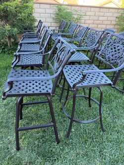 set of 10 heavy cast iron outdoor patio bar stool