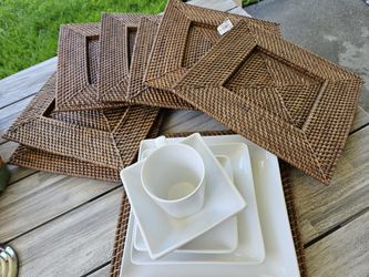 Place Mats And Set Of Porcelain Plates