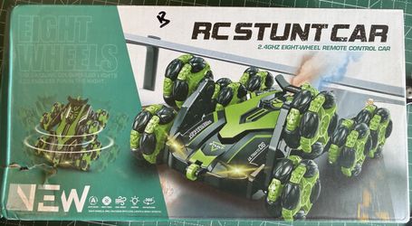 8-Wheel RC Stunt Car 2.4GHz – 360° Rotation, LED Lights, New in Box