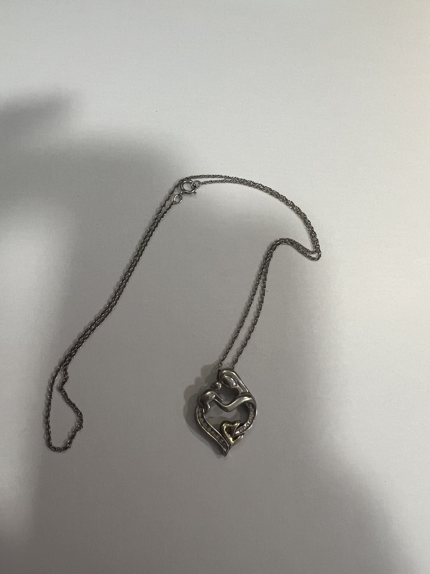 14K White Gold Heart Necklace