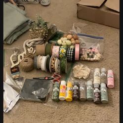 Crafting stuff, paint, ribbon, and other things