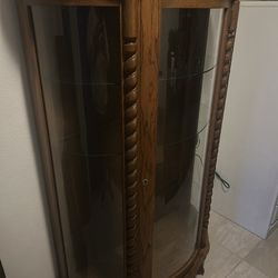 Vintage Oak Curio Cabinet