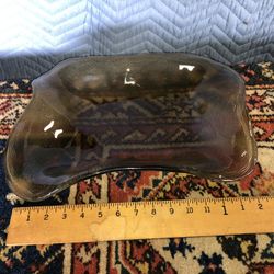 Unique Heavy Glass Platter Mid Century Modern