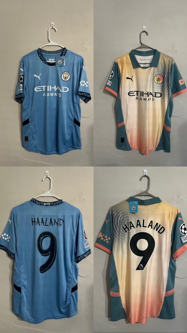 Manchester City 2024 25 Home 4th Haaland Jersey (Medium Large XL)