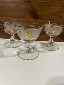 Libbey Golden Foliage, Gold Leaf, Wine, Cocktail 6 oz Glasses, Vintage - Preowned