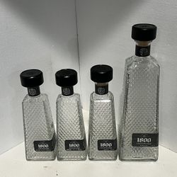 (4) Empty Bottles For DIY Crafts 1.75ML And 750ML Glass