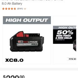 Milwaukee M18 High Output XC 8.0 Battery 