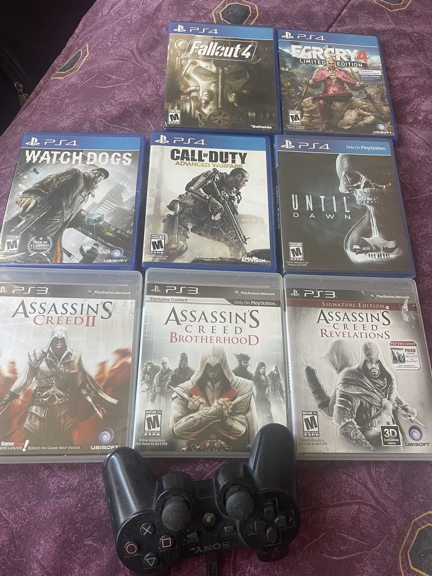 Video Games And Controller. 3PS3 Games And 4 PS4 Games And P3 Controller Included