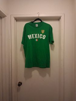 Mexico National Soccer Team t-shirt with "MEXICO" text and the Mexican flag emblem. 