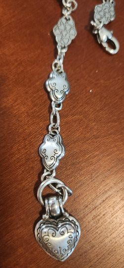 Brighton Heart Charm Bracelet Link Chain Silver Tone