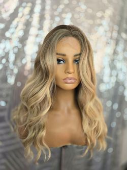 Caramel Blonde  balayage 22 " synthetic hair wig new