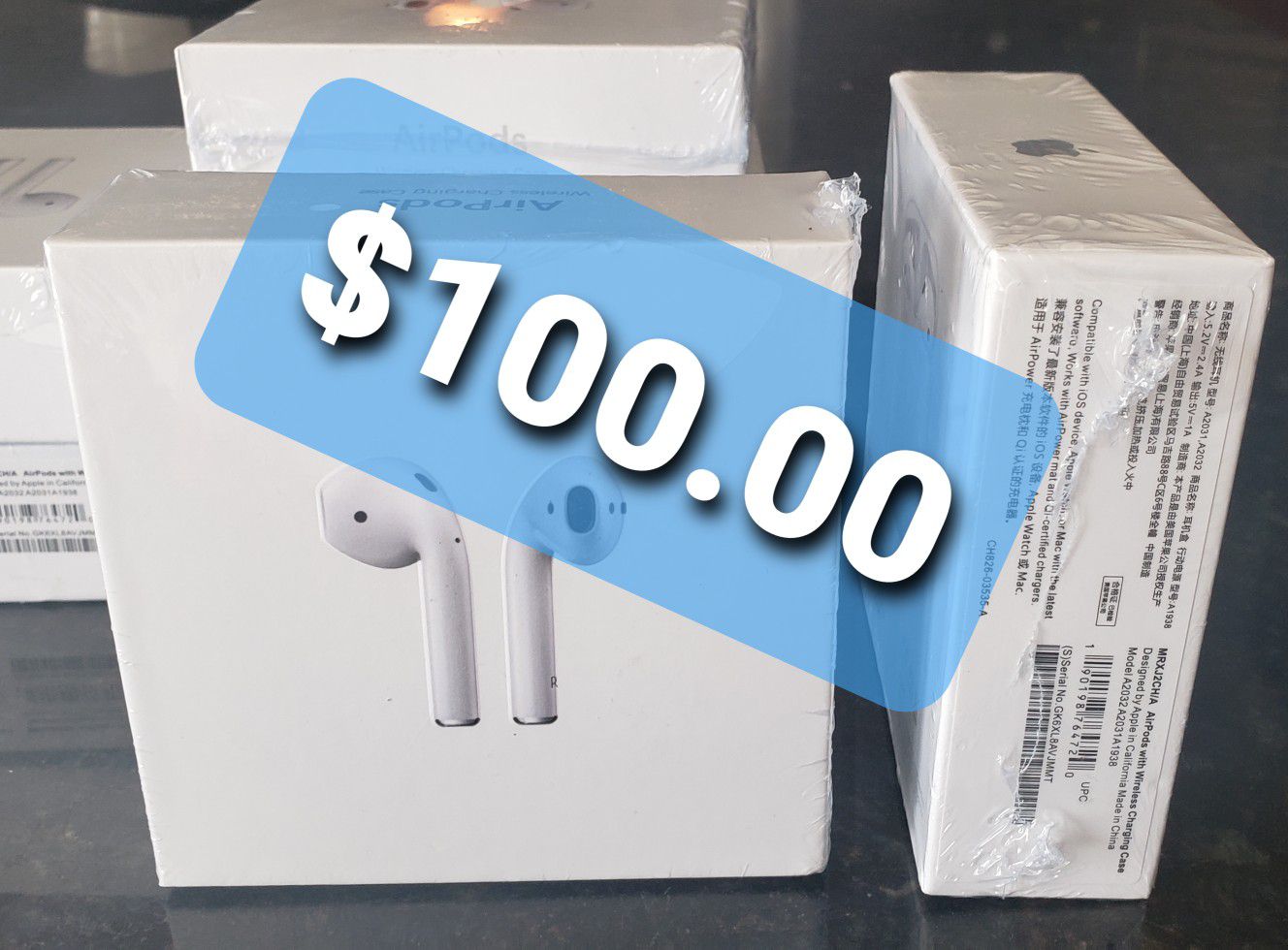 Airpods 2 earbuds with Wireless charging case