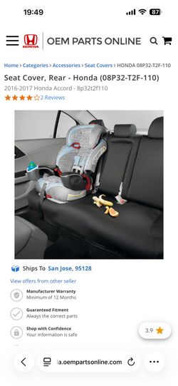 Honda Accord Back Seat Cover $25