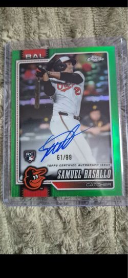 Samuel Basallo Topps Chrome RC Auto Green /99