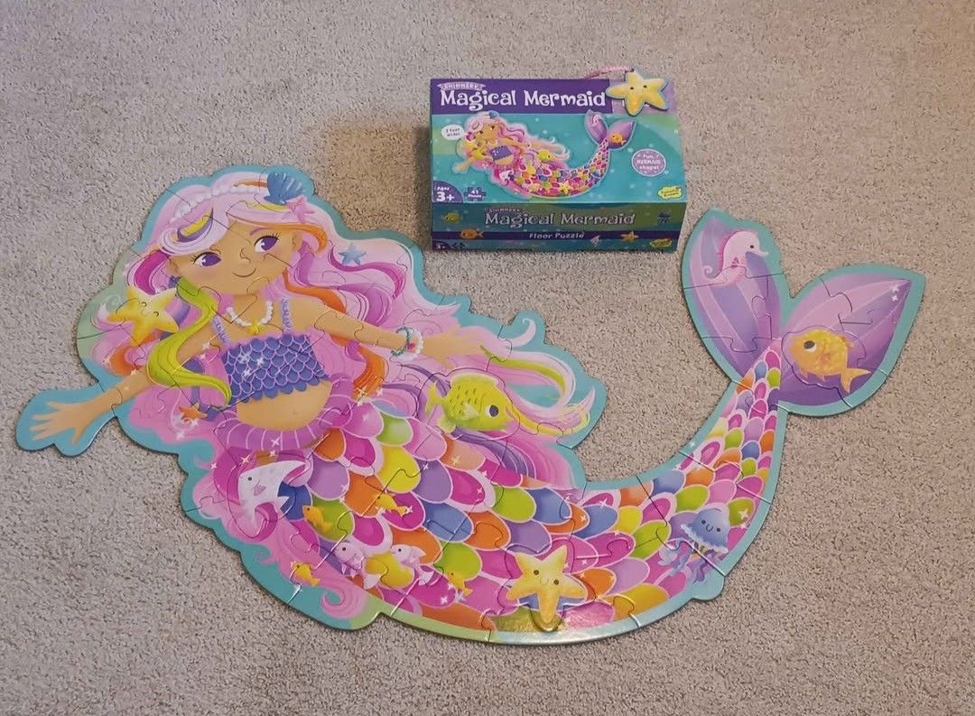 Peaceable Kingdom Shimmery Magical Mermaid Floor Puzzle
