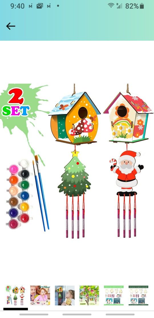 Arts and Crafts for Kids, DIY Bird House Kit Kids Crafts, Art Supplies for Girls Boys Ages 3-5 4-6 6-8 9-12, Wind Chime Kits for Children to Build and