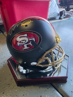 49 ers signed Joe Montana Helmet with Glass Case