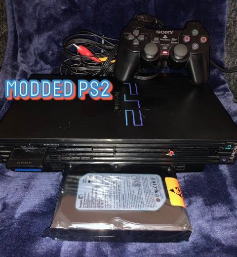 Modded Sony PS2 With Built-in Games! Hard Drive