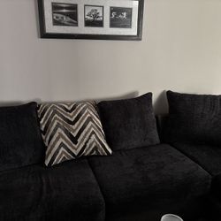 Blue Sectional Couch With Circular Spinning Couch 