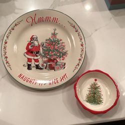 Christmas Plate & Pioneer Woman 5”mini pie plate (10” plate) 