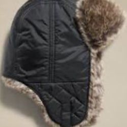 NWT Banana Republic Nylon Faux Fur Wool Trapper Winter Hat Unisex Size L/XL