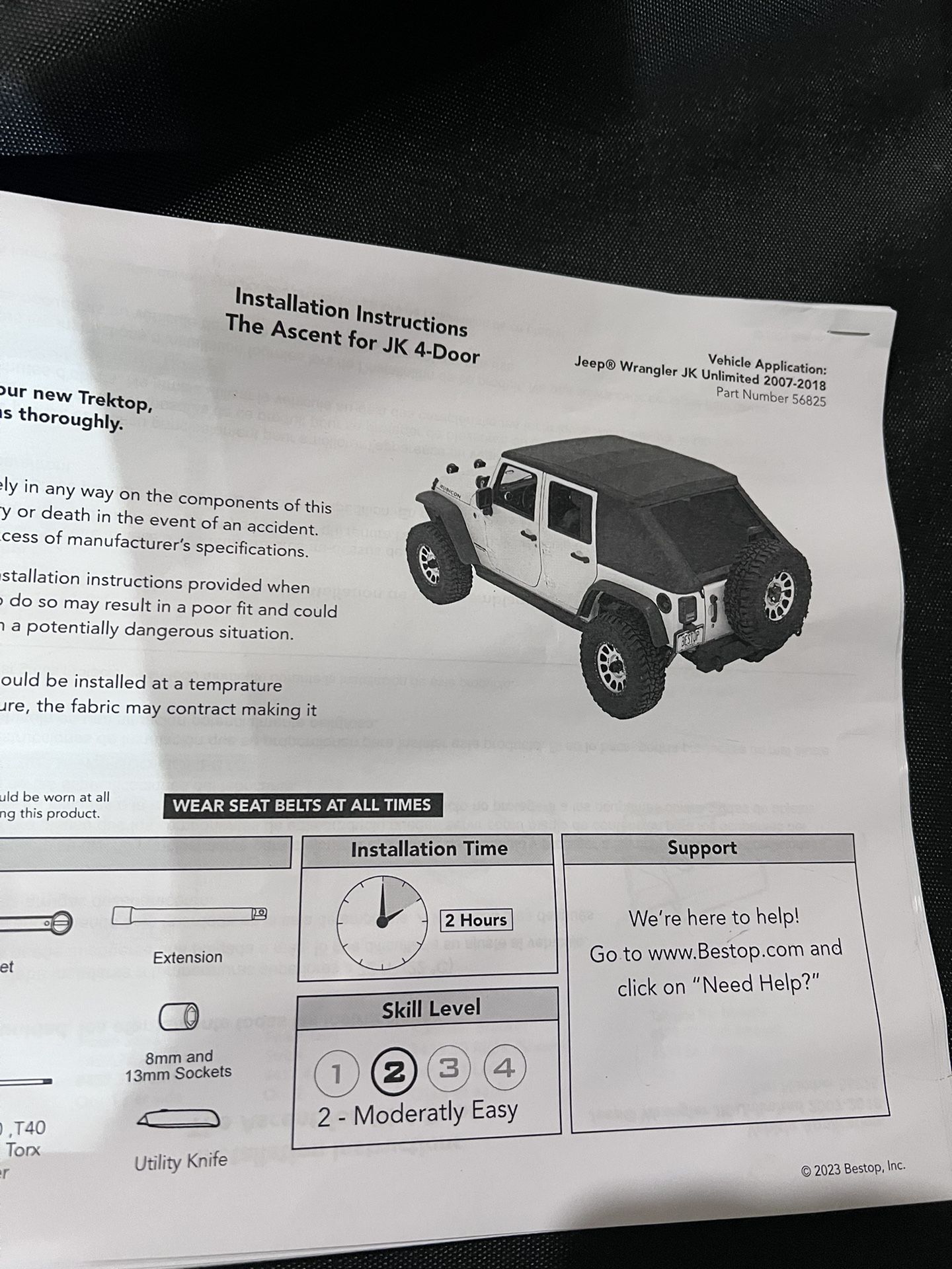 07-18 Jeep Wrangler Jk 4 Door Bestop Ascent Soft Top