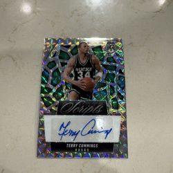 2024-25 Panini Mosaic Terry Cummings Scripts Green Mosaic Prizm Autograph