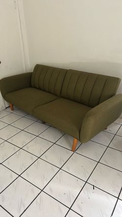 Olive Green Two-Seat Fabric Loveseat