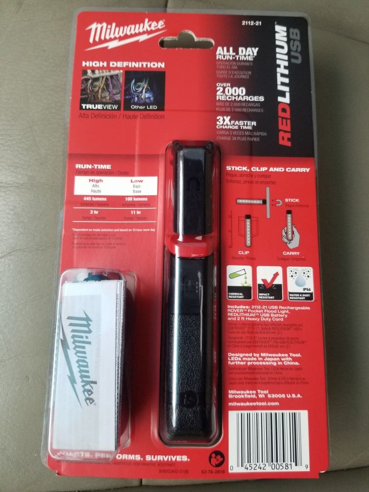 Milwaukee rechargeable light