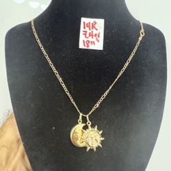 14K Solid Gold Chain and Pendant 7.4Gr 18 Inches Long 