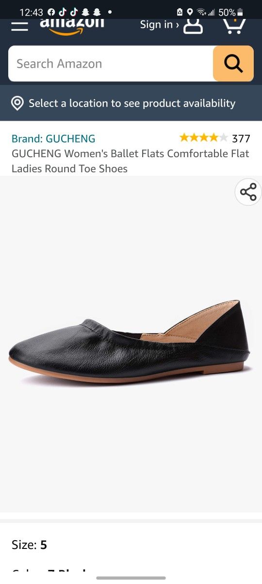 GUCHENG Women's Ballet Flats Comfortable Flat Ladies Round Toe Shoes
