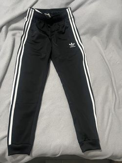 Adidas Kids Black Joggers with White Stripes