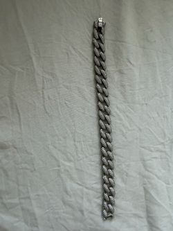925 Sterling Silver 12mm Iced Out Cuban Link Bracelet