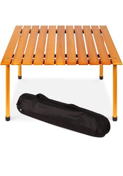 Portable Roll-Up Wooden Camping Table