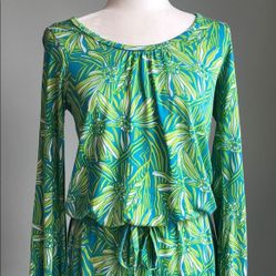Lilly Pulitzer Dress Long Sleeve Turquoise & Green•BRAND NEW•Style #92320•missing belt•$40