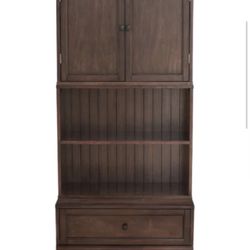 Dark Brown Wood Storage Chest Media Cabinet 