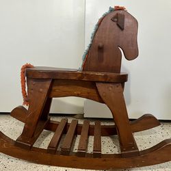 Vintage Handmade Rocking Horse, Solid Wood