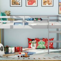 Wood Full Size Loft Bed For Kids Space Saver