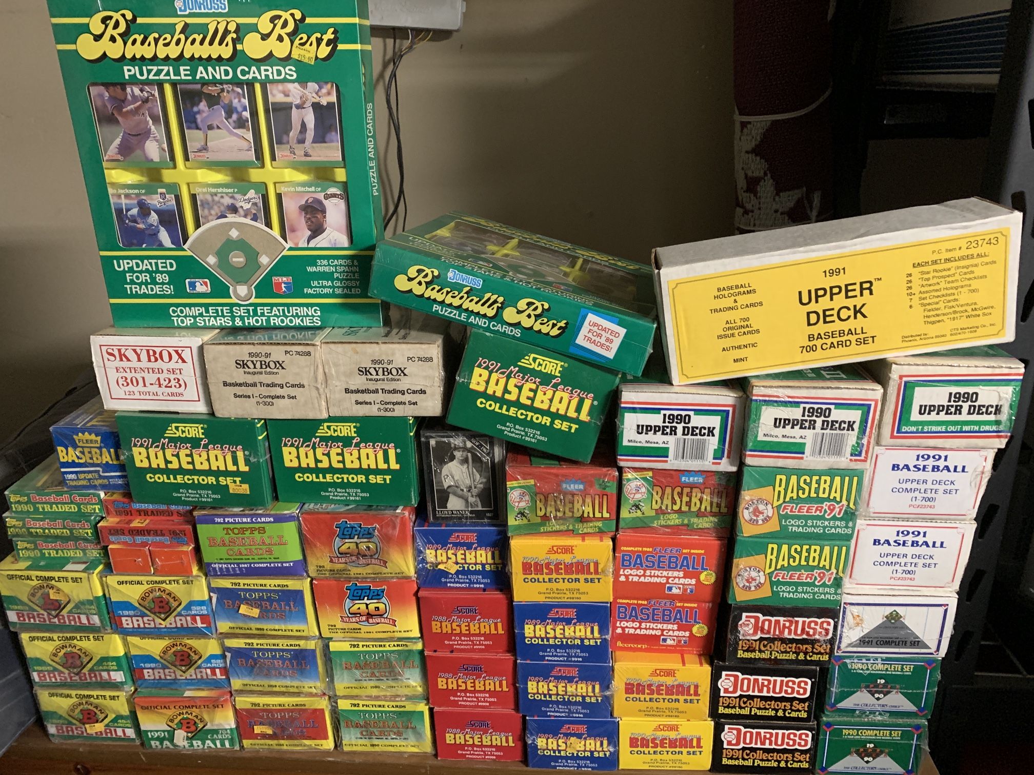 1987 88 89 90 91 Baseball Basketball Football Golf Trading Card Complete Sets Donruss Score Topps Upper Deck Bowman Skybox