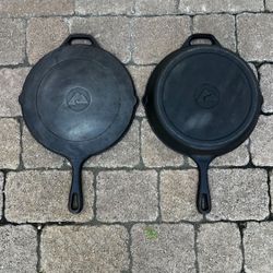 Ozark 12” Cast Iron 2 In 1 Frying Pan Skillet With Griddle Lid RARE